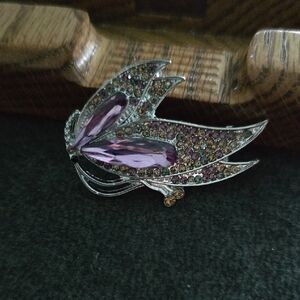 Purple Crystal Butterfly Brooch